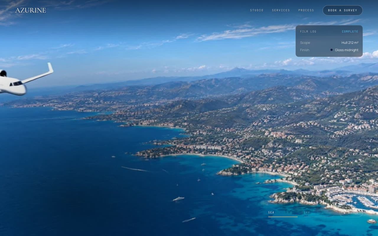 Azurine website (Yacht & jet wraps)