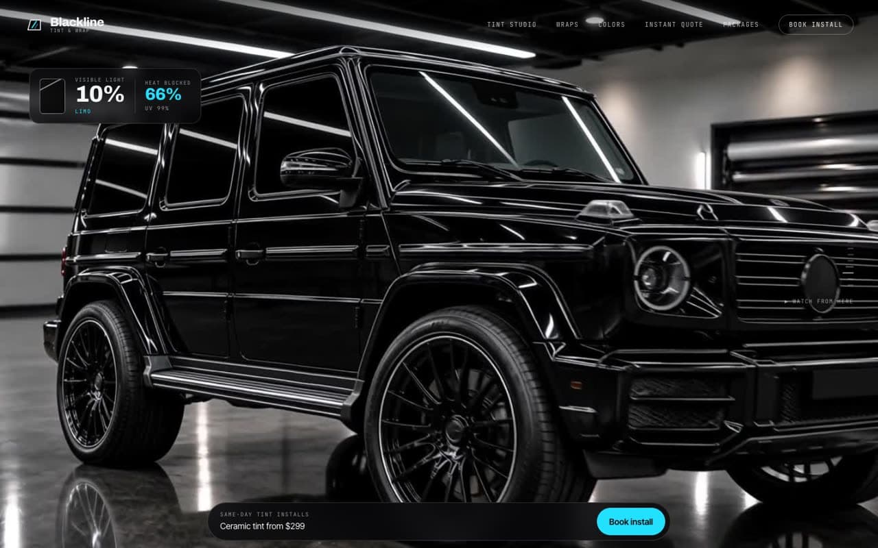 Blackline Tint & Wrap website (Window tint & wraps)