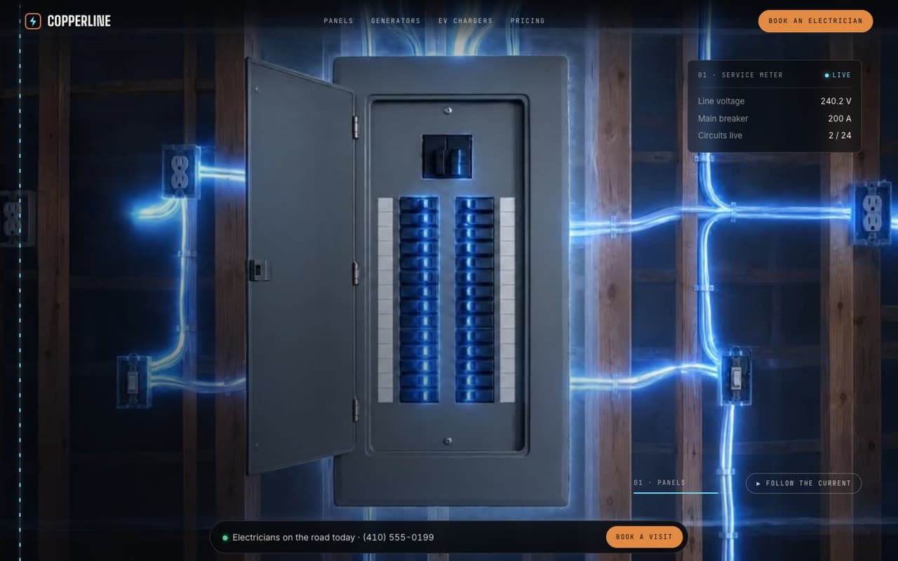 Copperline Electric Co. website (Electricians)