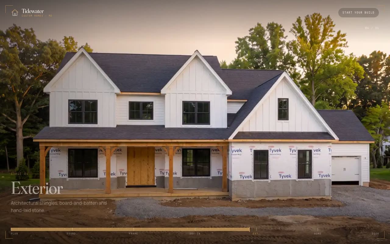 Tidewater Custom Homes website (Custom home builder)