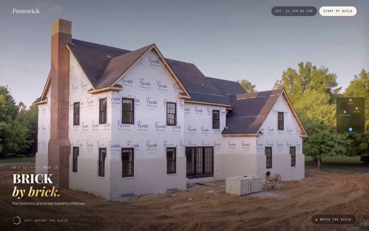 Pennwick Custom Homes website (Custom home builder)