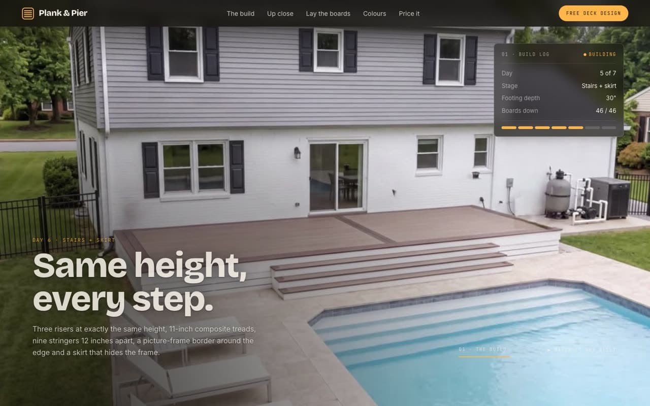 Plank & Pier Deck Co. website (Deck builders)