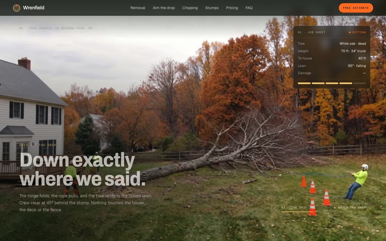 Wrenfield Tree Co. website (Tree service)